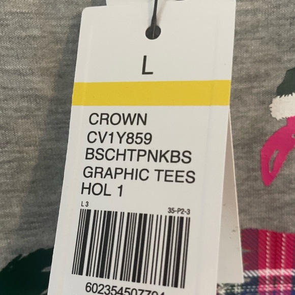 Crown & Ivy NWT Women’s Graphic “Festive As A Flock” Long Sleeve Grey T-shirt-L - Picture 8 of 9